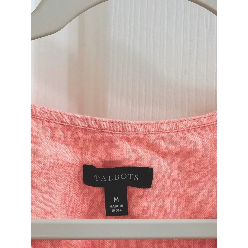 Talbots Linen Shell V Neck Tank Top in Coral
